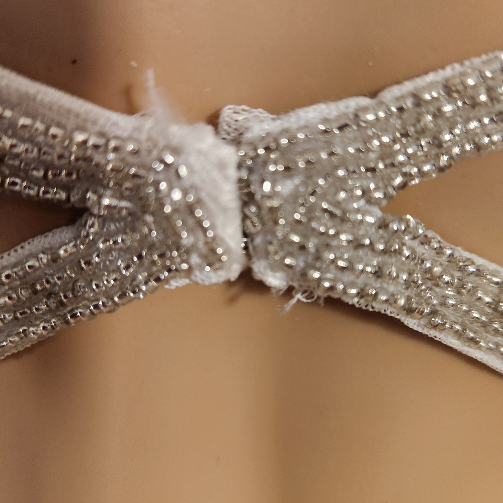 Sequin Embellished White Mini Dress with Spaghetti Straps - Picture 12 of 15